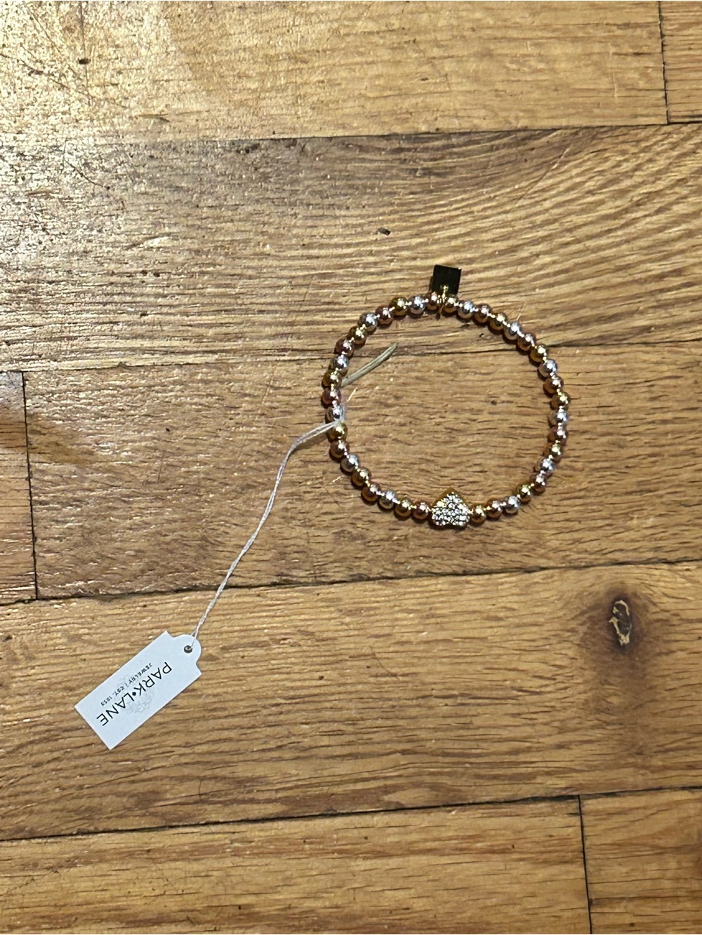 Park Lane Gold and Silver Beaded Heart Stretch Bracelet